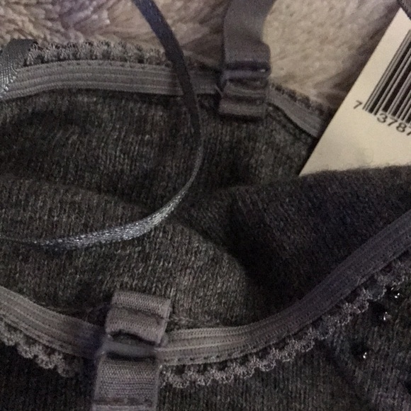 Guess cashmere sweater camisole S grey sequin strapless option soft fitted NEW - Picture 6 of 9